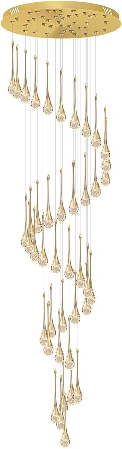 H197 Foyer Chandeliers for high Ceiling Luxury Hanging Lights High Ceiling Pendant Lighting for Living Room Staircase Dimmable 2700K-6000K