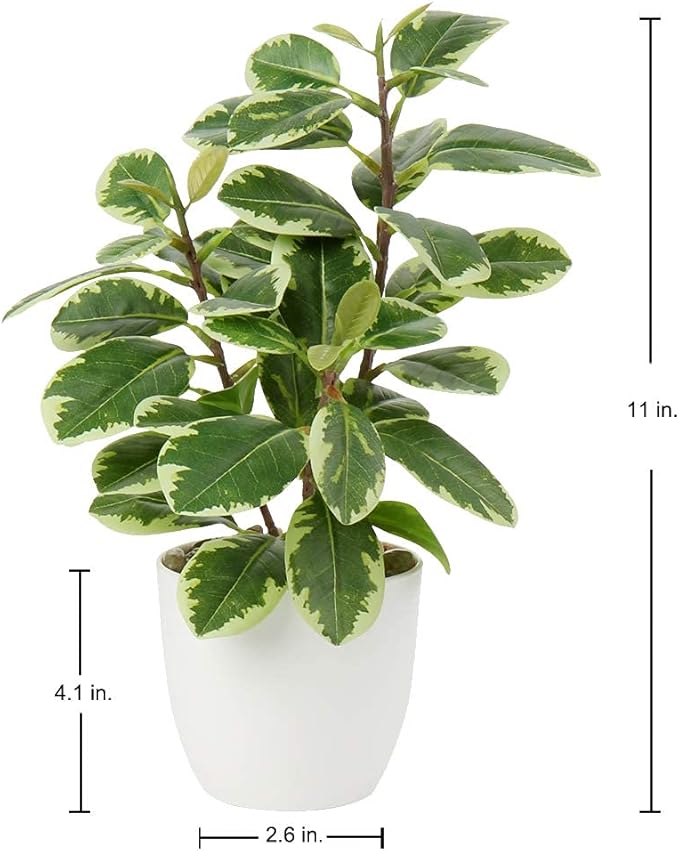 Briful Artificial Plants Mini Camellia Potted Fake Plants Small Faux Plastic Plants Desk Plant Artificial Flowers with Vase for Home Office Desk Kitchen Garden Indoor Decor