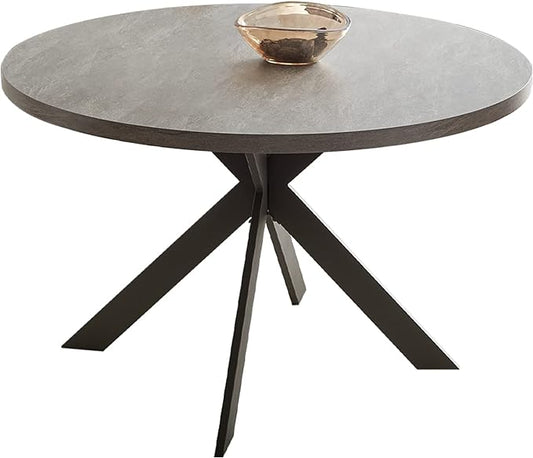 45.3" Round Dining Table Set, Mid Century Modern Round Dining Table for 4-6 Person, Steel Legs, Leisure Coffee Table for Kitchen Dining Room, Save Space