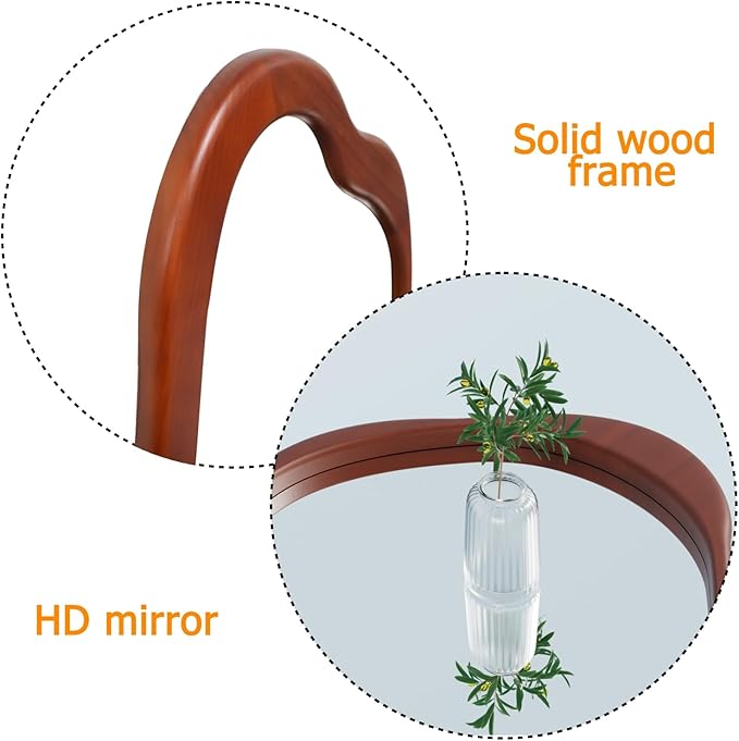 Wavy Mirror with Wood Frame, Modern Decorative Asymmetrical Mirror for Bedroom, Living Room, Entryway (Walnut, 2415)