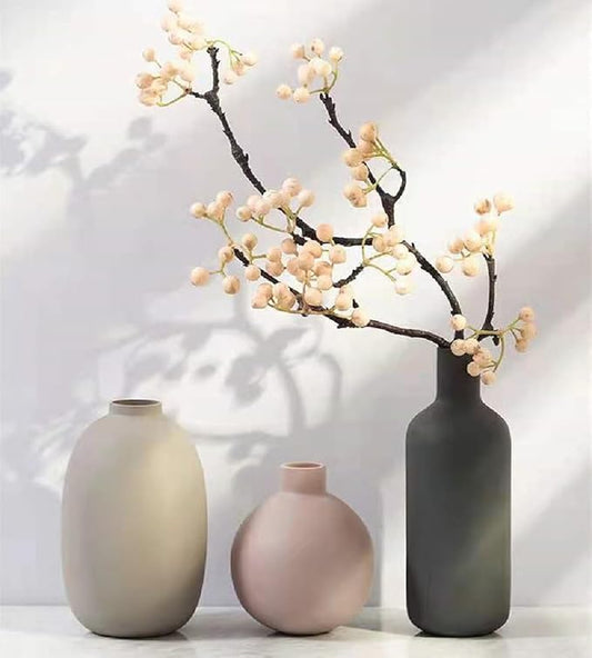 Ceramic Flowers Vase Set of 3, Modern Decorative Flower Vase for Rustic Home Decor, Modern Farmhouse Decor, Living Room Decor, Shelf Decor, and Entryway Décor