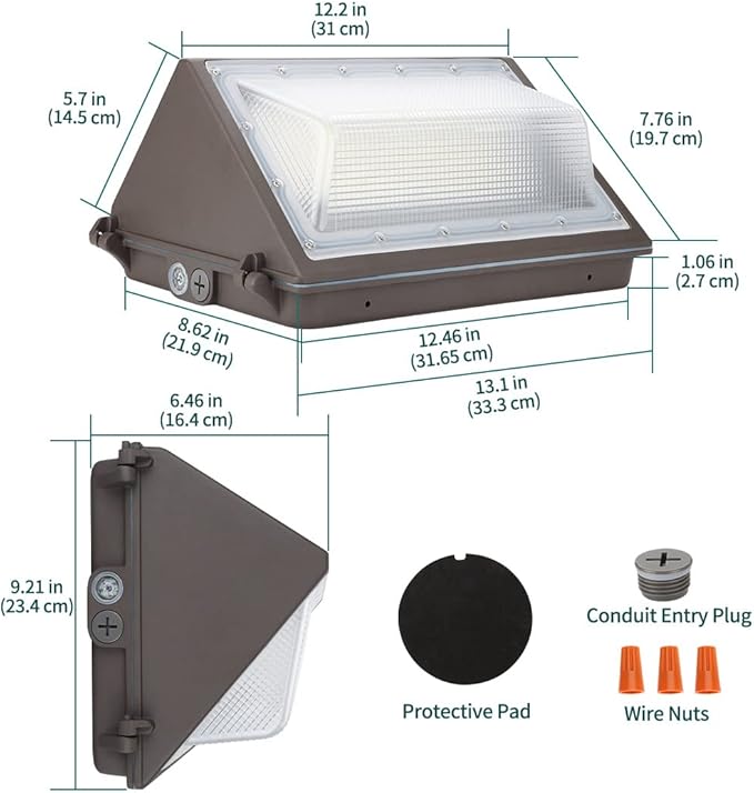 LED Wall Pack with Dusk-to-Dawn Photocell, 60W 7800lm 5000K 100-277V IP65 Waterproof Outdoor Wall Light Fixture, 150-200W HPS/MH Replacement, ETL/cETL Listed