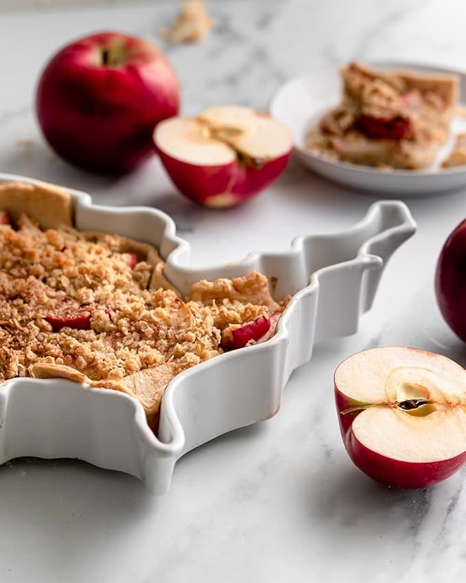 WORLD PLATES USA Shaped Baking Dish Serving Platter or Decorative Tray Charming Porcelain Bakeware Oven Microwave and Dishwasher Safe