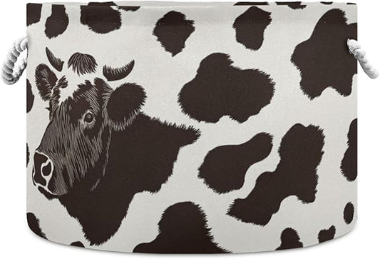 xigua Large Storage Basket Cotton Rope Basket Cow Print Pattern Baby Laundry Basket for Blankets Toys Storage Basket Laundry Hamper