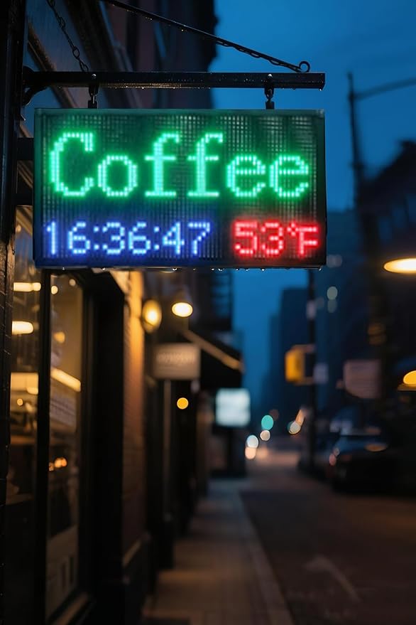 Large Double Sided Digital Wall Clock 19x9 Inch with Remote，Auto-Dimming, Temperature & Date Display, Indoor/Outdoor Waterproof Alarm Clock for Gym, Garage, Office, Shopping Mall