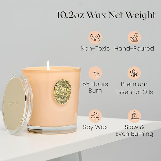 M&SENSE Natural Soy Candle| Neroli&Orange | 10.2 oz, 55H Burn | Luxury Scented Candle for Relaxation, Gifting, Home Décor | for Bedroom, Office, Party