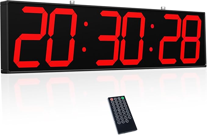 28.5in Double Sided Digital Wall Clock, Multifunctional Led Large Clock with Timer, Temperature and Date Display, Hanging Digital Clock Large Display for Corridors, Hospitals (Red)