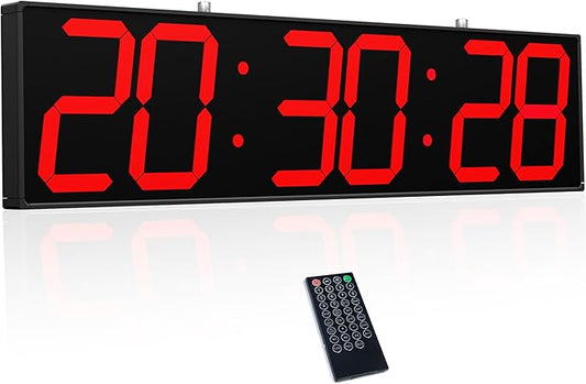 28.5in Double Sided Digital Wall Clock, Multifunctional Led Large Clock with Timer, Temperature and Date Display, Hanging Digital Clock Large Display for Corridors, Hospitals (Red)