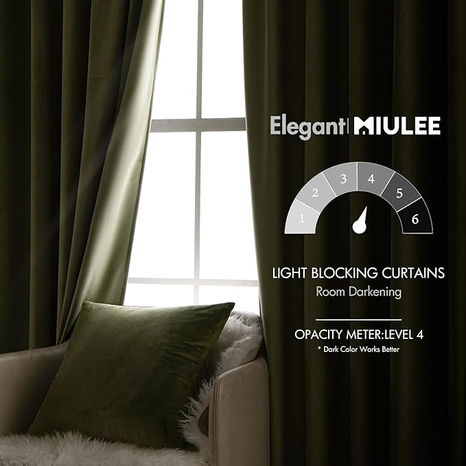 MIULEE Velvet Curtains 84 inches 2 Panels - Luxury Blackout Curtains for Bedroom Living Room Thermal Insulated Super Soft Window Drapes Rod Pocket & Back Tab, Sage Green, W52 x L84 inches
