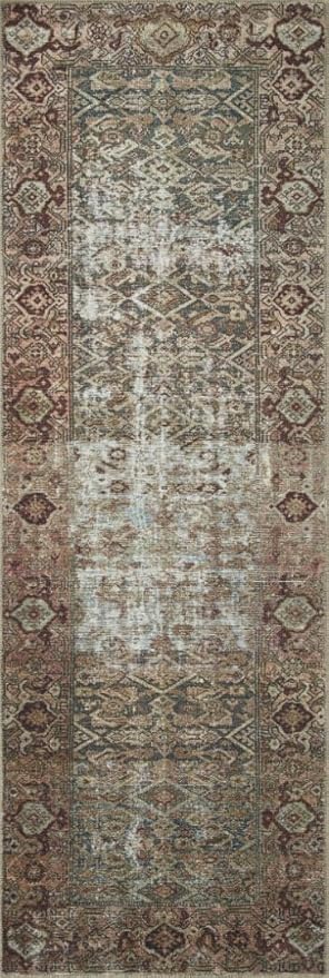 Loloi Amber Lewis Georgie Collection GER-07 Moss/Salmon 5'-0" x 7'-6", .19" Pile Height, Area Rug