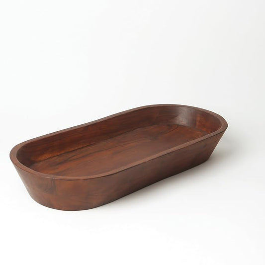 Luxe Designs Wooden Dough Bowl - Natural Acacia Wood - Handmade Decorative Bowls for Home Decor, Bathroom, Kitchen Counter, & More - Rustic Large Wood Dough Bowl for Decor, Cosmetics, and Keys