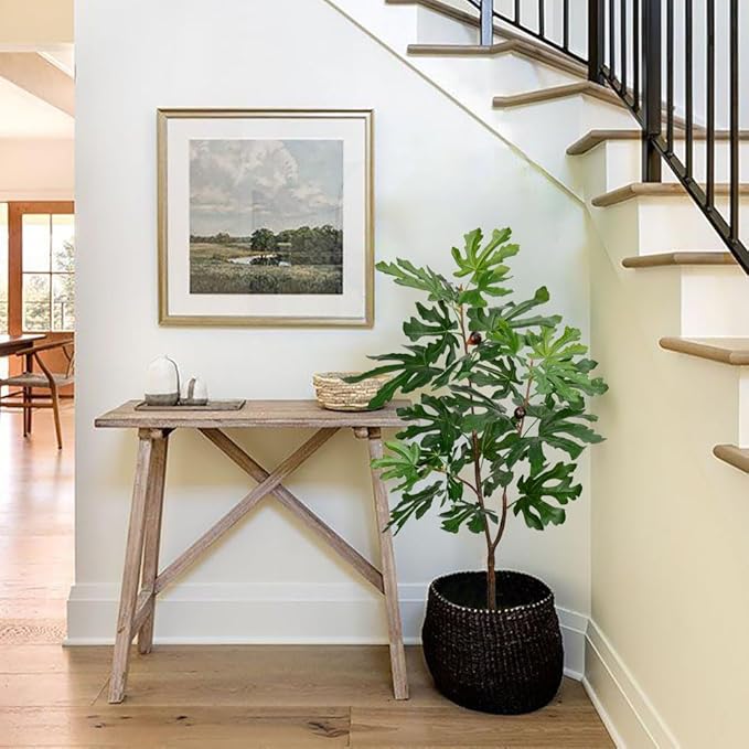 Artificial Sycamore Tree – Faux Indoor Plant for Home & Office Décor, Realistic Green Leaves, 44.9" Potted Fake Tree