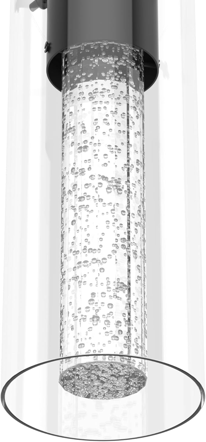 Alice 1-Light Pendant Ceiling Light Fixture, Integrated Led and Premium Bubble Glass, for Kitchen Island, Hallway, Entryway, Passway, Dining Room, Bedroom, Balcony Living Room (Black)