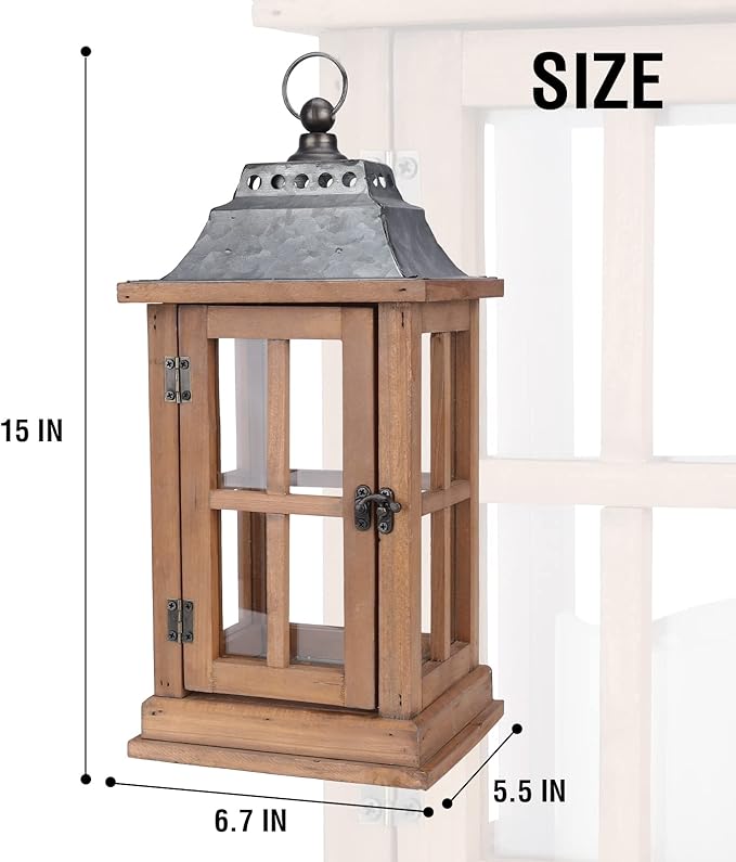 Bdor Lantern Decorative (Set of 2) - 15in IP65 Waterproof Vintage Style Candle Lantern, Decorative Lanterns for Home Decor, Indoor Outdoor, Front Porch, Garden, Farmhouse Weddings Style (No Candles)