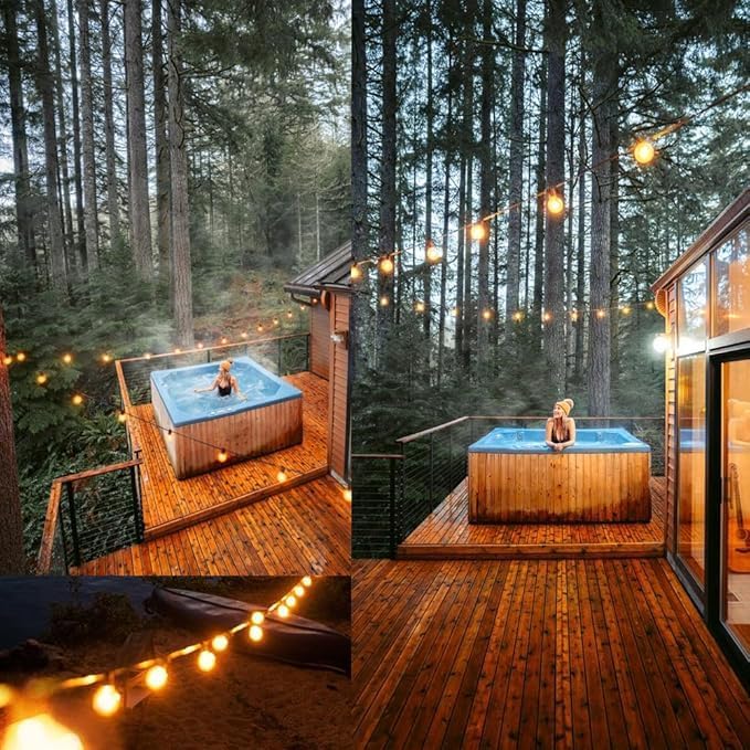 Outdoor String Lights 40ft LED Hanging Globe Patio Lights with G40 Shatterproof Bulbs(14+1 Bulbs), Waterproof Connectable Hanging Light for Indoor Outdoor Decor Garden Camping Backyard Porch