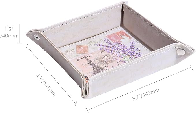 Decorative Valet Tray Organizer for Keys, Makeup Brush Holder, Jewelry Tray Dish,Cute Bowl Trinket Tray,New Home Gifts for Women,Catchall Bedside Nightstand Caddy Holder (Lavender)