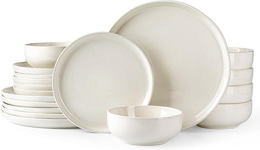GBHOME Ceramic Dinnerware Sets for 6, 18pcs Stoneware Plates and Bowls Sets, Handmade Chip and Scratch Resistant Dishes Set, Dishwasher & Microwave Safe