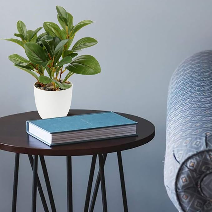 Briful Artificial Plants Mini Camellia Potted Fake Plants Small Faux Plastic Plants Desk Plant Artificial Flowers with Vase for Home Office Desk Kitchen Garden Indoor Decor