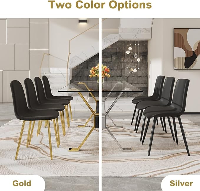 71'' Glass Dining Table Set for 8,9 Piece Dining Table Set with Open‑Frame X‑Shaped Golden Metal Base,Gold Kitchen Table and Chairs Ideal for Dining Room&Home Office