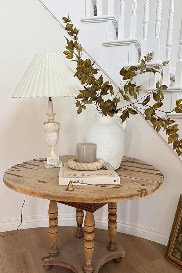 Ceramic Rustic Farmhouse Vase, 9 inch Ceramic White Flower Vase for Centerpieces Pampas Grass Pottery Jug with Handle Boho Modern Rustic Farmhouse Decor for Living Room Kitchen Dinner Table Shelves