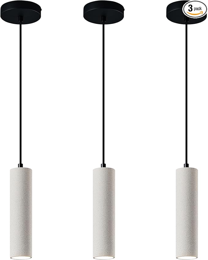 Modern LED Concrete Pendant Light Kitchen Islandceiling Light Fixture Pendant Lighting for Dining Room Coffee Club Resturant Bar Living Room(3-Pack)