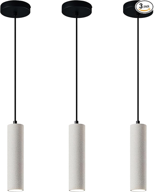 Modern LED Concrete Pendant Light Kitchen Islandceiling Light Fixture Pendant Lighting for Dining Room Coffee Club Resturant Bar Living Room(3-Pack)