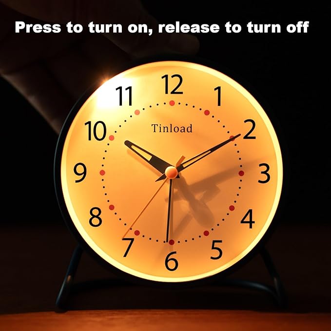 4.5" Antique Retro Analog Alarm Clock, Small Silent Desk Clock with Manual Light, Snooze, for Living Room, Bedroom, Bedside, Desk(Blue)