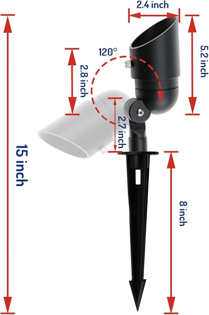 4W LED Landscape Lights Low Voltage Landscape Lighting Spotlights GL103-BKLED8 AC/DC 12V Warm White Waterproof for Driveway,Yard, Lawn,Patio,Walls,Trees,Flags,Outdoor Light (Black, 8 Pack)