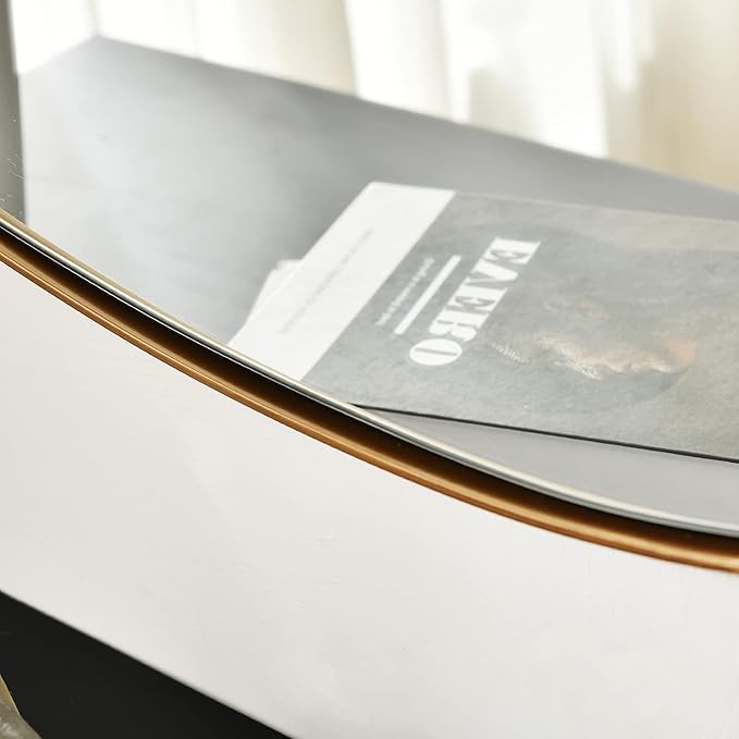 Asymmetrical Mirror for Wall Decor 21"*27", Modern Brass Framed Wall Mirror for Living Room Bathroom Bedroom Entryway ELE-STOU-0065G