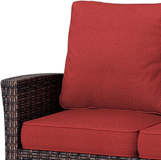 HERA'S HOUSE Red Outdoor Furniture Set with 35" High Back Swivel Chairs, Wicker Patio Conversation Sets with 5.5" Waterproof Cushions for Deck Lawn Yard
