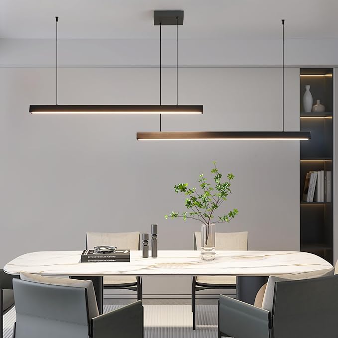 Linear Pendant Light Fixtures, LED Island Lights with Remote, Modern Pendant Light for Kitchen Island Dining Room Billiard Room Office Bar, 3000k-6000k Dimmable