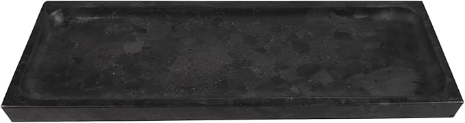Matte Black Granite Vanity Tray - Natural Stone Rectangular Catchall, 10.6" Decorative Organizer for Bathroom, Entryway, or Desk - Minimalist Display Tray with Unique Veining