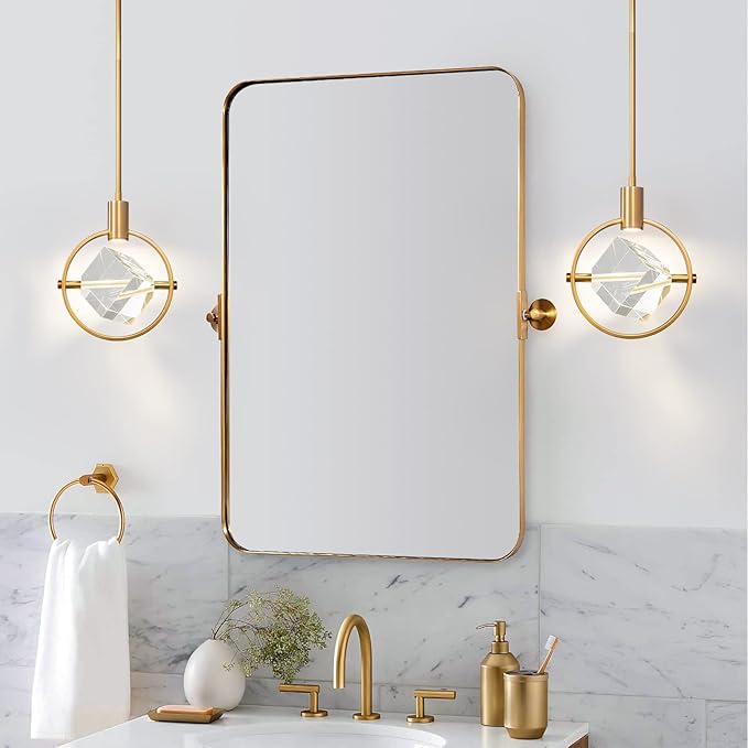Modern Crystal Pendant Light in Gold Brushed Brass Finish Mini LED Light Fixtures Metal Rod Ceiling Gold Chandelier for Kitchen Island Bedroom Dining Room Bar(1-Lights)