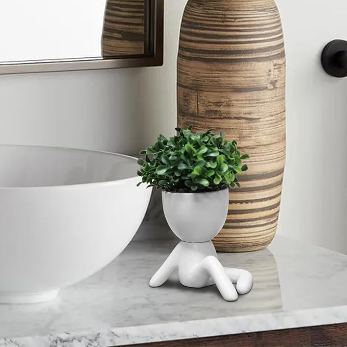 Zerzsy Desktop Plant for Women Office Decoration Fake Plant Succulents Plants Artificial for Home Bathroom Living Room Office Decor Small Fake Plants Decor for Bedroom and Bathroom - Set of 1