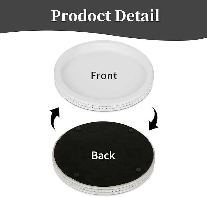 Hanobe Decorative Coffee Table Tray: White Beaded Round Serving Tray Modern Farmhouse Wooden Circle Centerpiece Tray Decor for Home Living Dining Room Kitchen Counter Bathroom