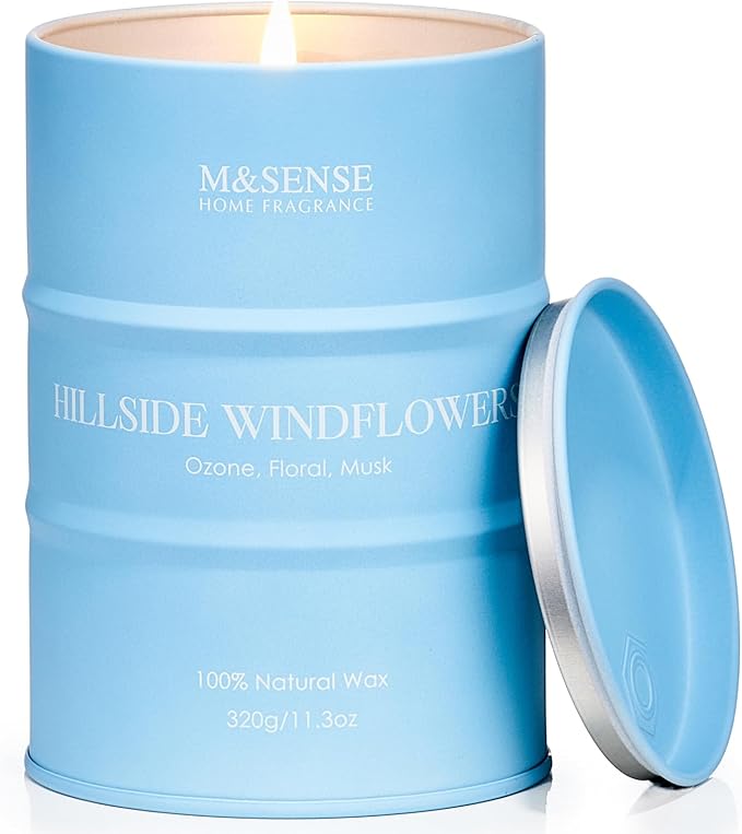 M&SENSE White Flowers Soy Scented Candles, Summer Natural Organic Clean Burning Candles 11.3oz 70 Hours Long Lasting, Floral Relaxing Aromatherapy Candles Gifts