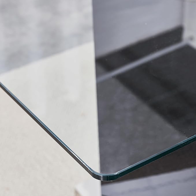 Glass Dining Table Set for 6,7 Piece Dining Table Set, Tempered Glass Table Top and Modern Design MDF Base with 6 PU Leather Ergonomic Dining Chairs