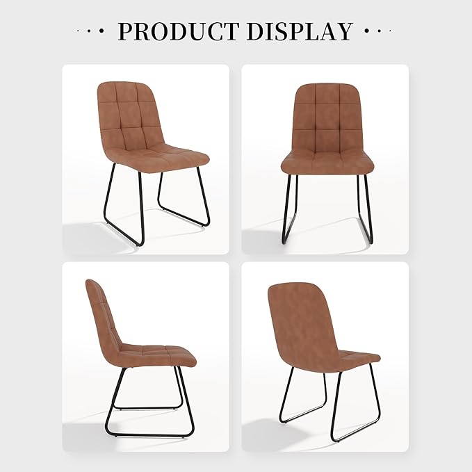 Dining Chairs Set of 4, Modern Kitchen Faux Leather Dining Room Chair for Kitchen Living Dining Room (4 Brown)