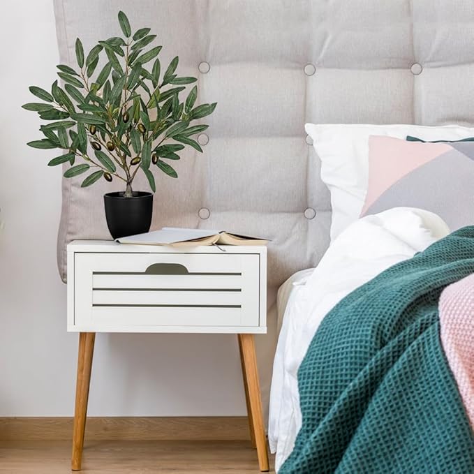 Briful Small Olive Trees Artificial Decor 19.6in Fake Olive Plant with Black Pot Decorative Olive Tree for Home Office Countertop Kitchen Table Farmhouse Decor