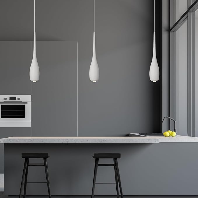 Grey Pendant Light for Kitchen Island, LED Lens Concrete Pendant Light fixtures, Small Modern Industrial Hanging Pendant Light for Over Sink, Bar, Dining Room, Bedside(1-Pack) ﻿