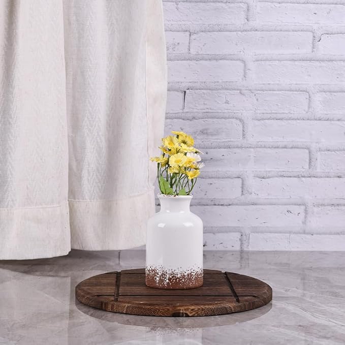 Gray Ceramic Farmhouse Vase Set of 3 – Rustic Small Vases, Vintage Country Style Decorative Vases for Flowers, Home Decor for Living Room, Table, Mantle, Fireplace & Entryway Centerpieces