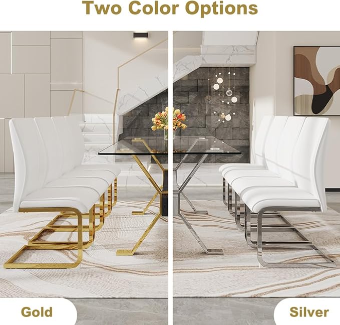 71'' Glass Dining Table Set for 8,9 Piece Dining Table Set with Tempered Glass Tabletop and Open‑Frame X‑Shaped Metal Base,Kitchen Table and Chairs Ideal for Dining Room&Home Office
