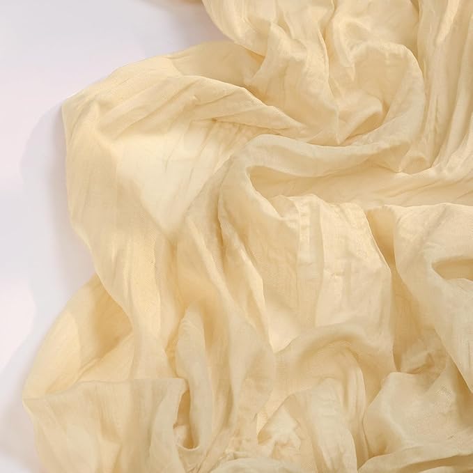 Champagne Gold Cheesecloth Table Runner 4 Pack Fall Table Runners Boho Gauze 120 Inches Champagne Cheese Cloth Fall Table Decorations for Thanksgiving Wedding Bridal Baby Shower Parties