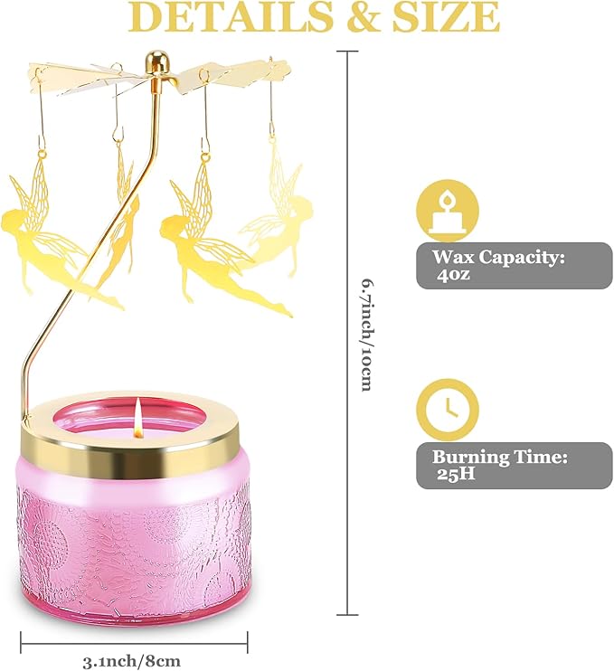 Birthday Gifts for Women, Rotatable Candle Gifts, Vanilla Cream Scented Candles Anniversary Christmas Thanksgiving, Butterfly Best Girl, Friends,Mom, Pink
