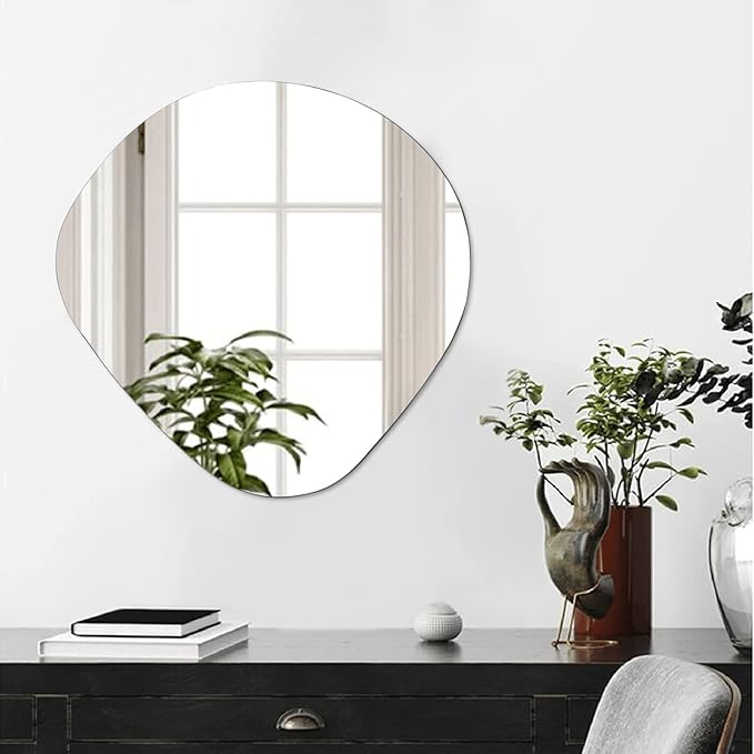 BST FURNH Irregular Wall Mirror, 20'x20 Wavy Asymmetrical Frameless Design for Bathroom, Bedroom, Living Room, or Entryway - Modern Decorative Wall Decor