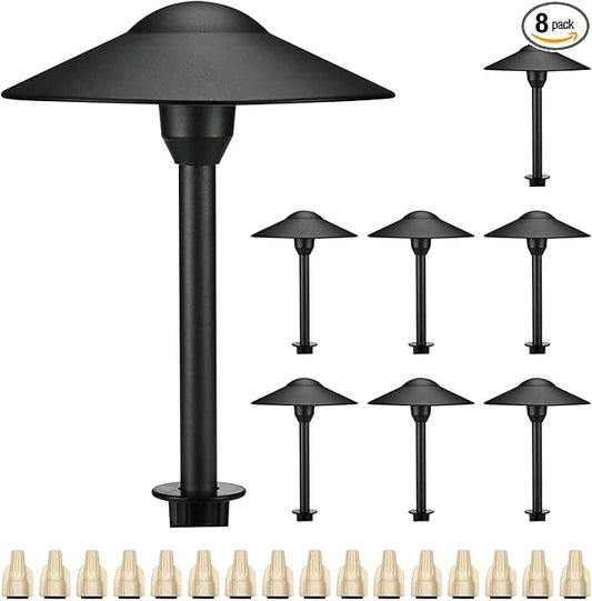 Lumina Lighting® 3W Landscape Lighting 12V Landscape Lights Low Voltage Landscape Path Lights Warm White Waterproof Outdoor Replaceable G4 LED Bulb for Garden Pathway Lawn Yard (Black, 8-Pack)
