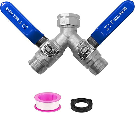 Garden Hose Splitter 2 Way 3/4" GHT Thread Heavy Duty 304 Stainless Steel Y Valve Water Hose Splitter With Long Handle