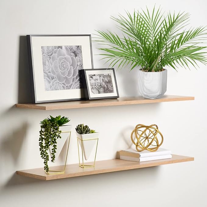 Hollyone Large Artificial Potted Plants Fake Palm Plants 16" Faux Green Plant Plastic Tropical Palm Tree in Marble Ceramic Pots Bohemian for Home Room Office House Indoor Decoration