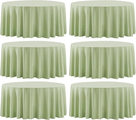 Round Tablecloth 120 Inch 6 Pack Sage Green Tablecloths Washable Decorative Linen Polyester Table Clothes Cover for Dining Table Banquets Buffet Parties and Wedding