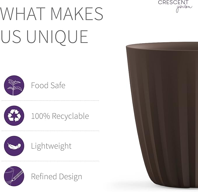 Crescent Garden Pleat Modern Decorative Planter, Indoor/Outdoor Pot, Resin Plant Pot with Drain Hole - 23" W x 27" H (Bark)
